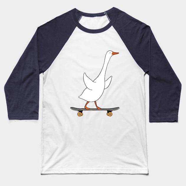 Skateboarding Duck #01 Baseball T-Shirt by bignosework